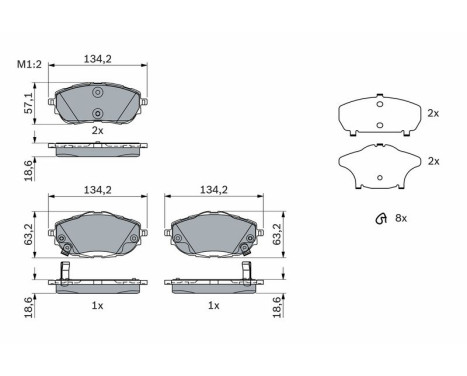Brake Pad Set, disc brake BP1671 Bosch, Image 8