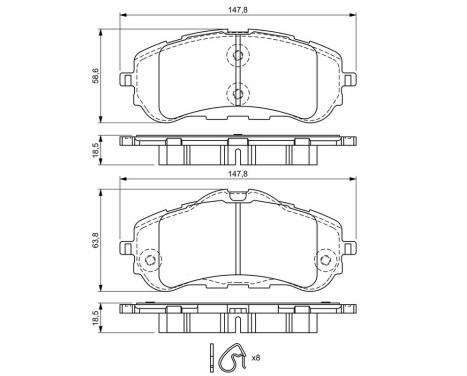 Brake Pad Set, disc brake BP1709 Bosch, Image 8