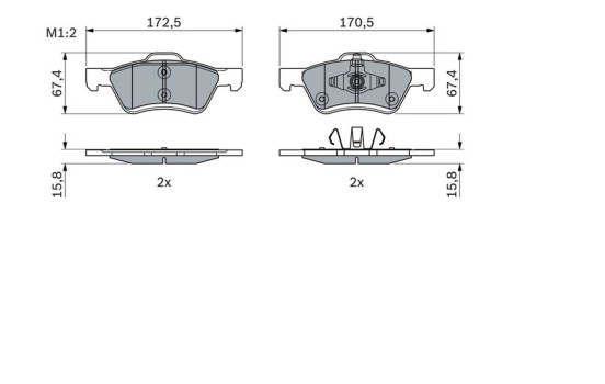Brake Pad Set, disc brake BP1811 Bosch, Image 2