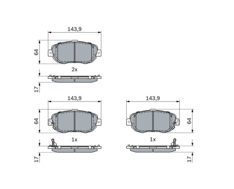 Brake pad set, disc brake BP1870 Bosch