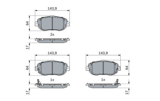 Brake pad set, disc brake BP1870 Bosch