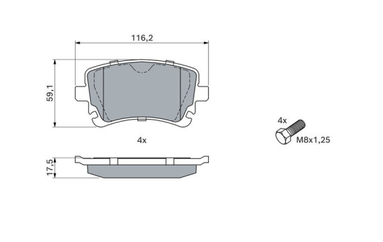 Brake pad set, disc brake BP1877 Bosch