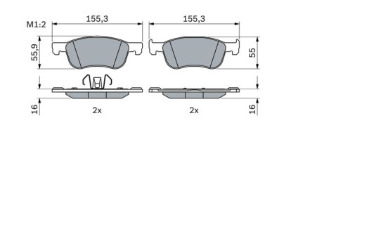 Brake Pad Set, disc brake BP2490 Bosch, Image 7