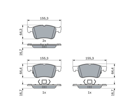 Brake Pad Set, disc brake BP2514 Bosch, Image 6