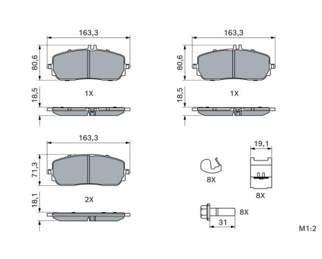 Brake pad set, disc brake BP2517 Bosch, Image 5