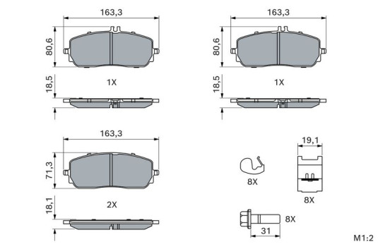 Brake pad set, disc brake BP2517 Bosch, Image 5