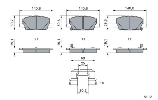 Brake Pad Set, disc brake BP2525 Bosch, Image 5