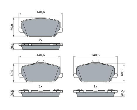 Brake pad set, disc brake BP2572 Bosch, Image 5