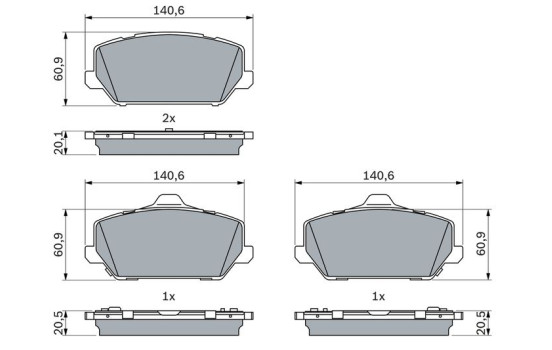 Brake pad set, disc brake BP2572 Bosch, Image 5