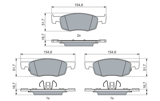 Brake pad set, disc brake BP2637 Bosch