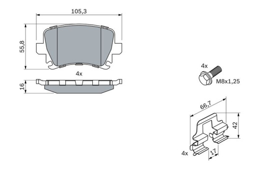 BRAKE PAD SET, DISC BRAKE BP2698 Bosch, Image 7
