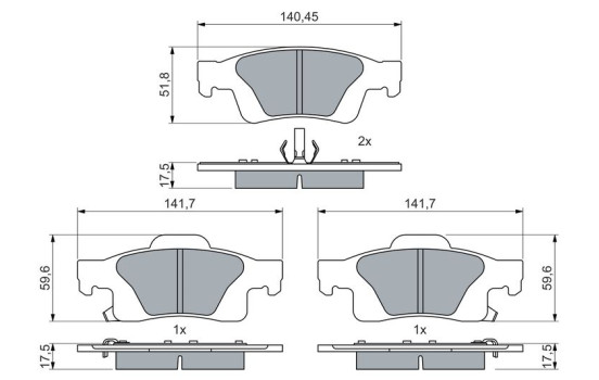 Brake pad set, disc brake BP2791 Bosch