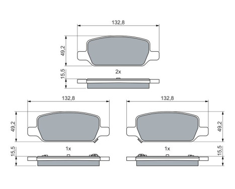 Brake pad set, disc brake BP2796 Bosch