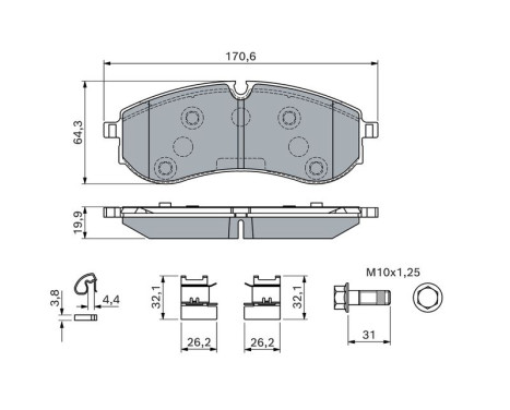 Brake pad set, disc brake BP2817 Bosch, Image 5