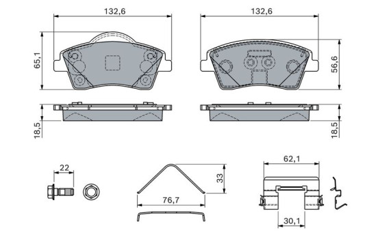 Brake pad set, disc brake BP2840 Bosch