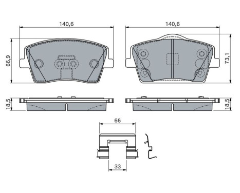 Brake pad set, disc brake BP2843 Bosch