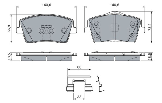 Brake pad set, disc brake BP2843 Bosch
