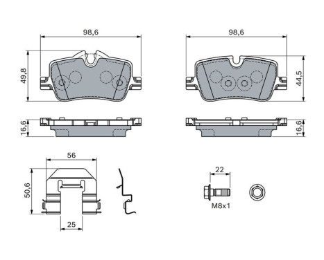 Brake pad set, disc brake BP2844 Bosch