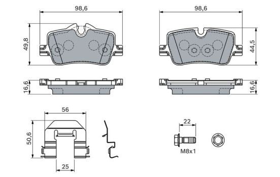 Brake pad set, disc brake BP2844 Bosch