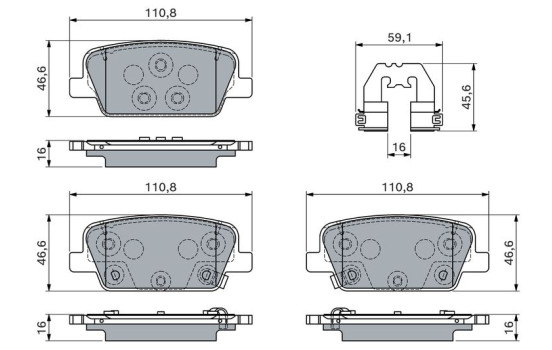 Brake pad set, disc brake BP2851 Bosch