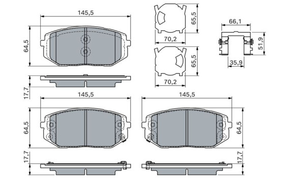 Brake pad set, disc brake BP2862 Bosch
