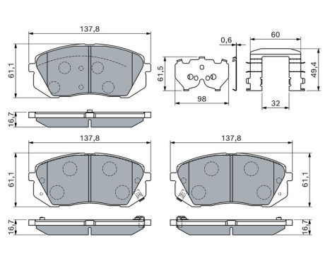 Brake pad set, disc brake BP2867 Bosch, Image 5