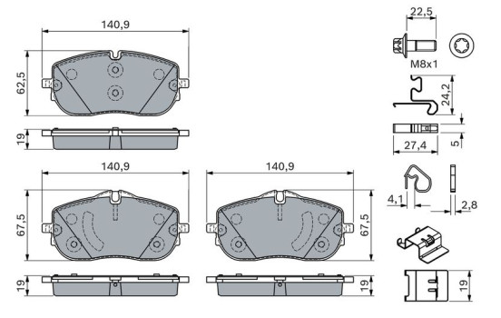 Brake pad set, disc brake BP2875 Bosch, Image 5