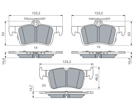 Brake pad set, disc brake BP2877 Bosch