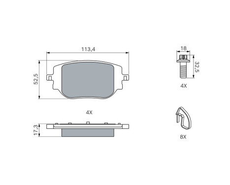 Brake pad set, disc brake BP2882 Bosch