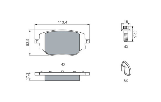 Brake pad set, disc brake BP2882 Bosch