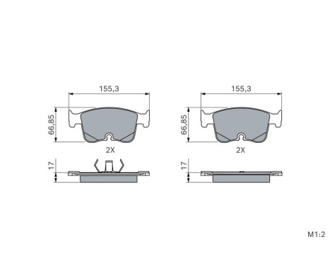 Brake pad set, disc brake BP2889 Bosch