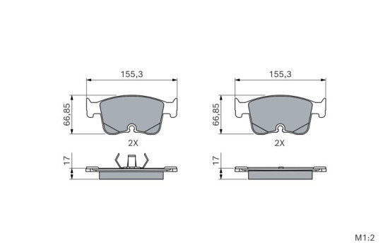 Brake pad set, disc brake BP2889 Bosch