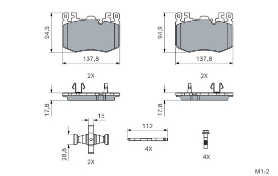 Brake pad set, disc brake BP2913 Bosch, Image 5