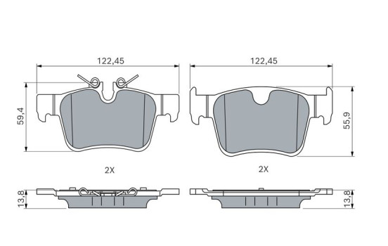 Brake pad set, disc brake BP2915 Bosch