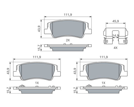 Brake pad set, disc brake BP2934 Bosch