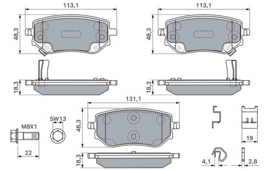 Brake pad set, disc brake BP2940 Bosch