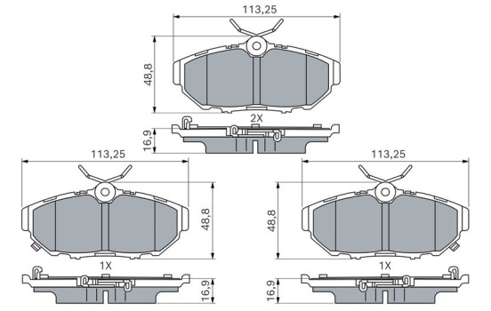 Brake pad set, disc brake BP2962 Bosch