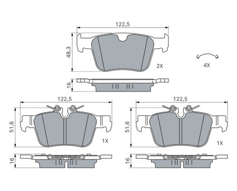 Brake pad set, disc brake BP2975 Bosch
