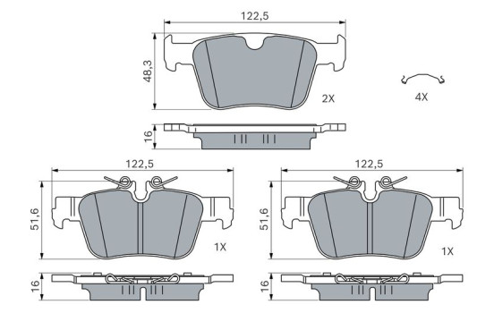 Brake pad set, disc brake BP2975 Bosch