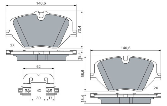 Brake pad set, disc brake BP2977 Bosch