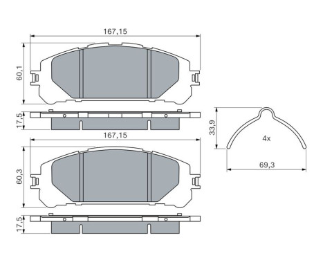 Brake pad set, disc brake BP3008 Bosch