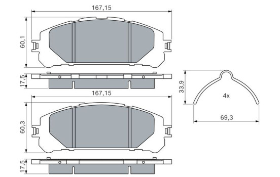 Brake pad set, disc brake BP3008 Bosch