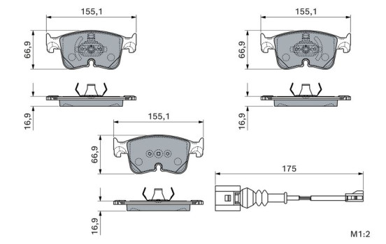 Brake pad set, disc brake BP3019 Bosch