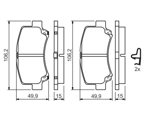 Brake Pad Set, disc brake BP349 Bosch, Image 2