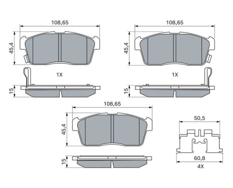 Brake pad set, disc brake BP408 Bosch, Image 5