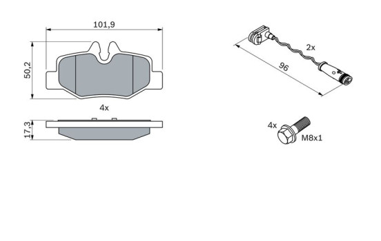 Brake Pad Set, disc brake BP992 Bosch, Image 4