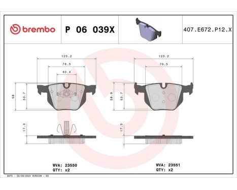 Brake Pad Set, disc brake BREMBO XTRA LINE P 06 039X, Image 4