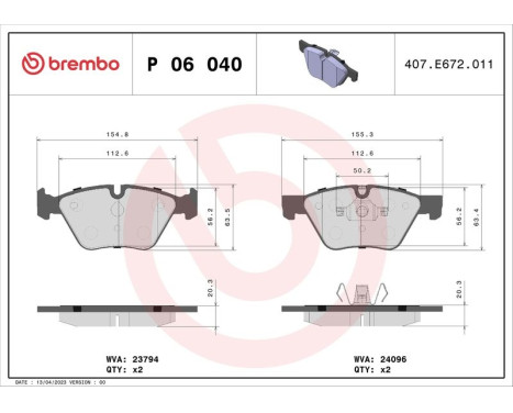 Brake Pad Set, disc brake BREMBO XTRA LINE P 06 040X, Image 2