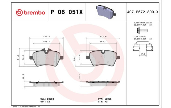 Brake Pad Set, disc brake BREMBO XTRA LINE P 06 051X, Image 4