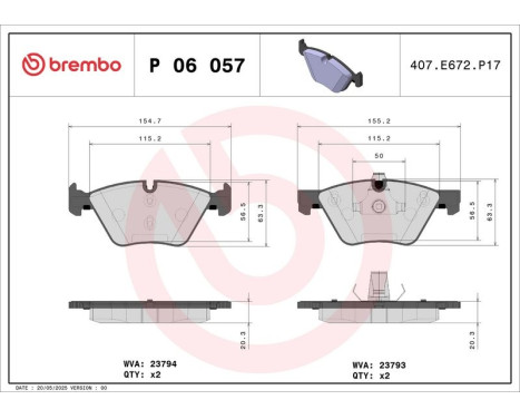 Brake Pad Set, disc brake BREMBO XTRA LINE P 06 057X, Image 2